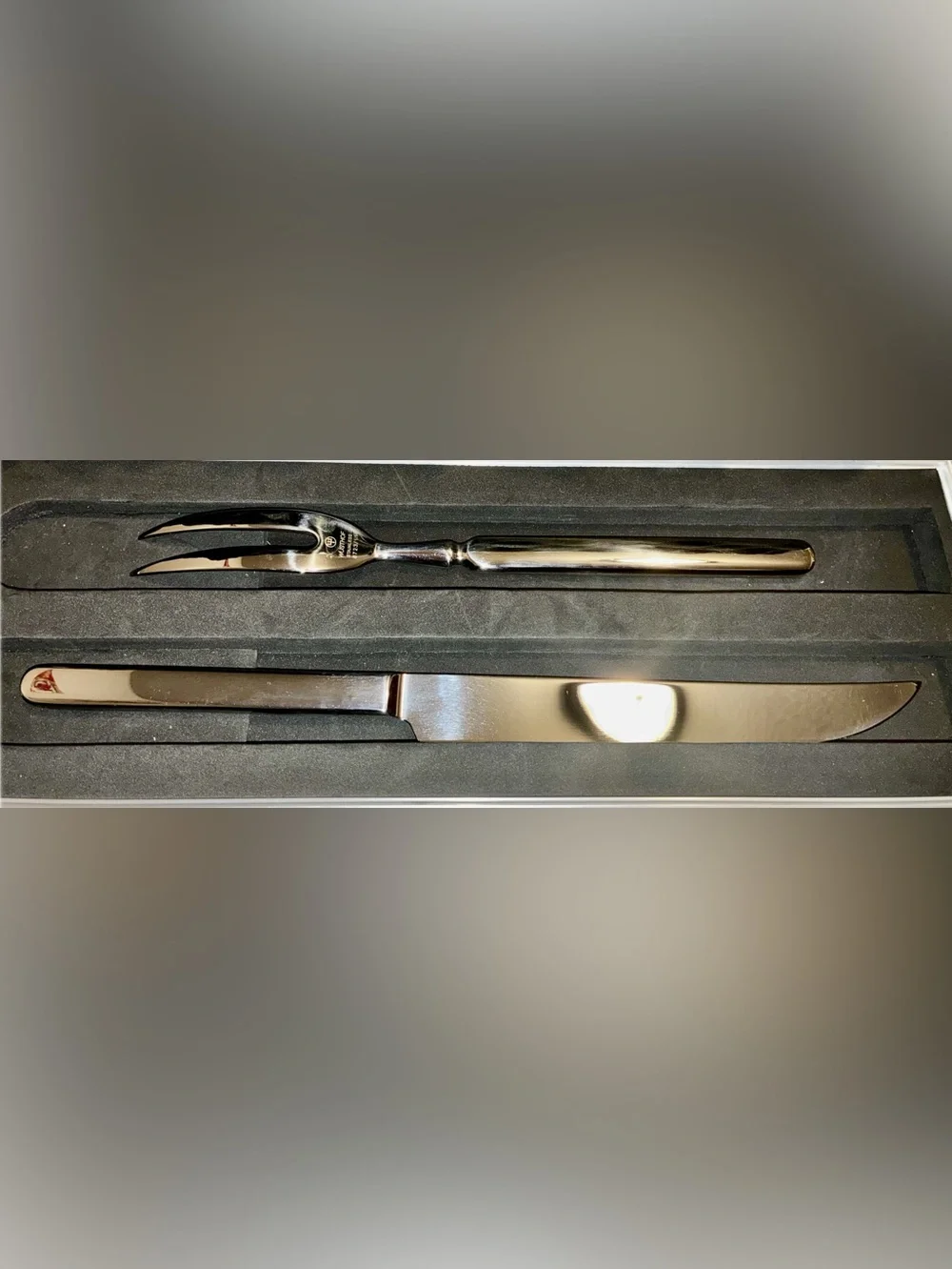 WÜSTHOF Germany Stainless 2-Pc Carving Knife & Fork Set with Aluminum Case - Picture 3 of 7